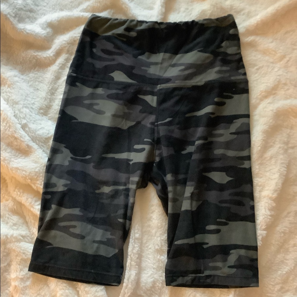 Black and grey camo biker shorts